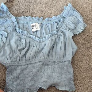 Princess Polly Light Blue Textured Blouse